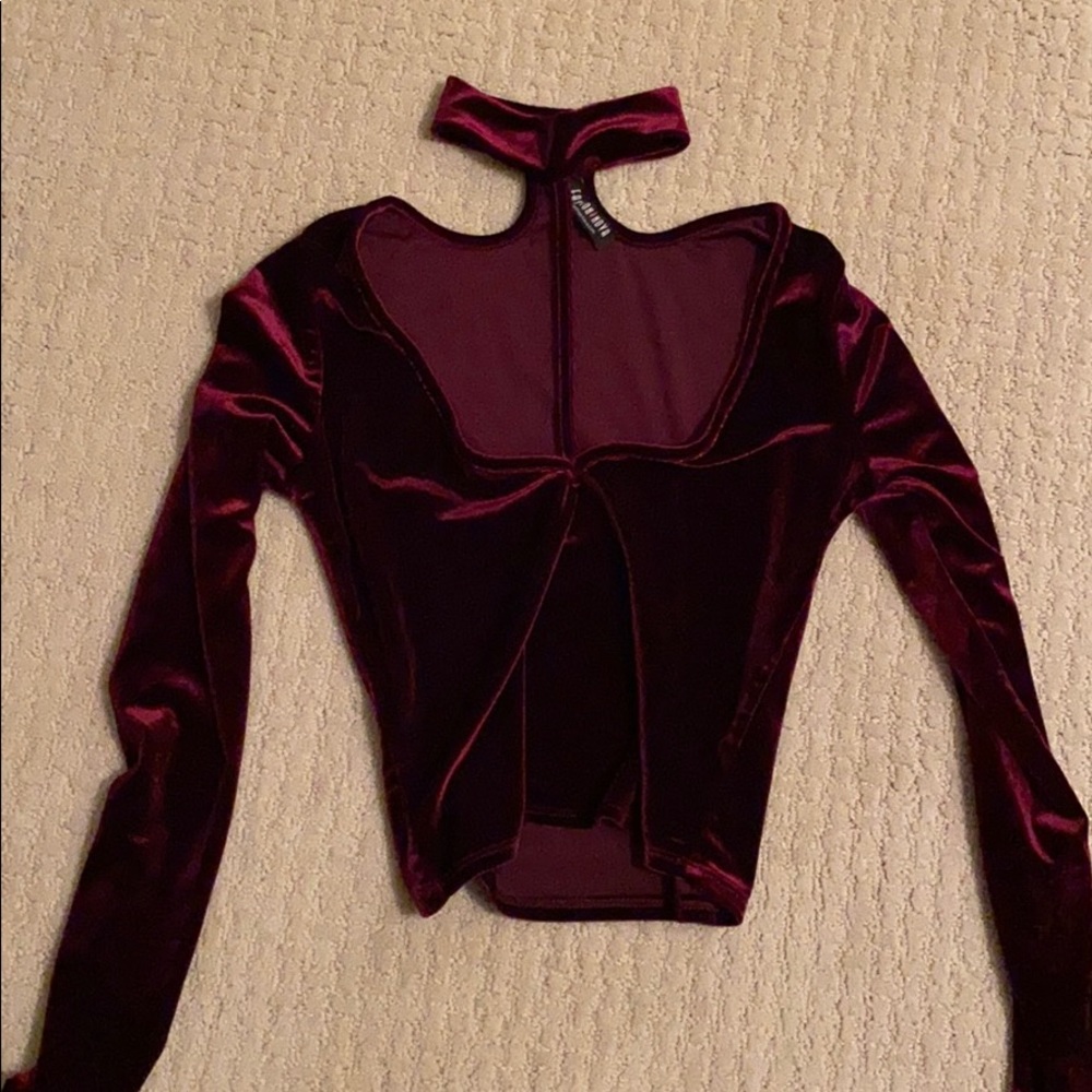 Burgundy Cropped velvet top